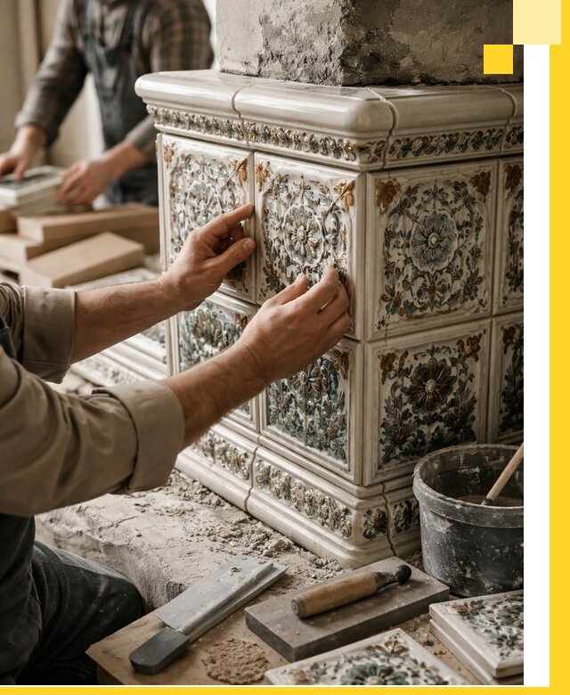 Изразцовые камины под ключ в Рязани: проект и монтаж