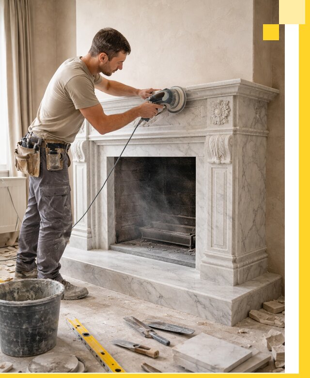 Изготовление и установка мраморных каминов в Рязани под ключ