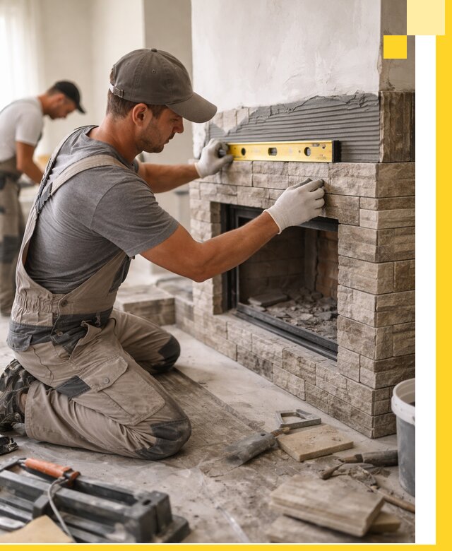 Облицовка каминов в Рязани, монтаж и отделка натуральным камнем