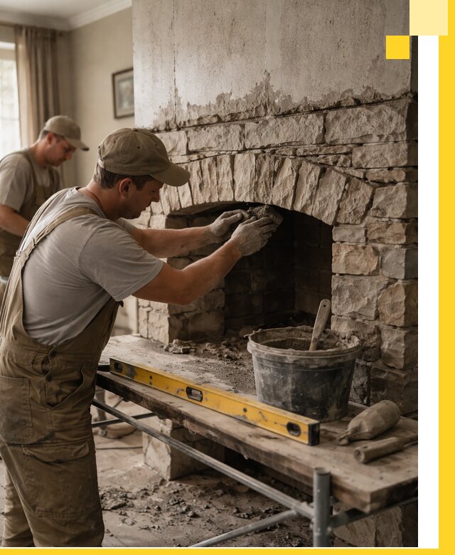 Изготовление каминов под ключ в Рязани, монтаж и отделка