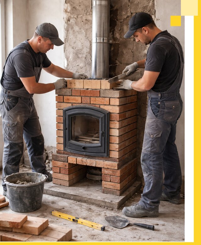 Монтаж печи камина под ключ в Рязани с гарантией и пусконаладкой