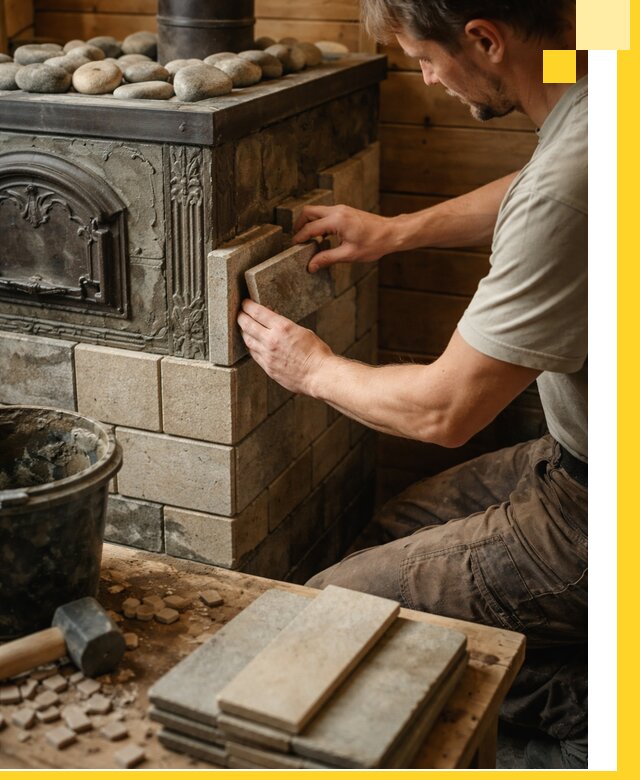 Облицовка банных печей в Рязани профессиональная отделка