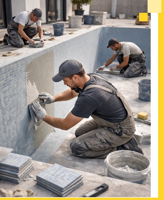 Облицовка бассейнов в Рязани плитка мозаика гидроизоляция