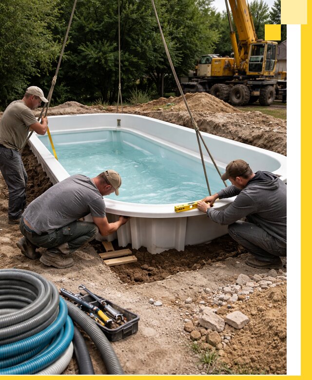 Установка и монтаж композитных бассейнов под ключ в Рязани