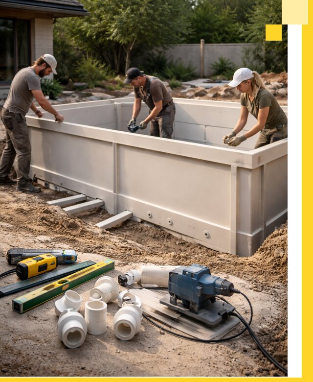 Установка полипропиленовых бассейнов под ключ в Рязани