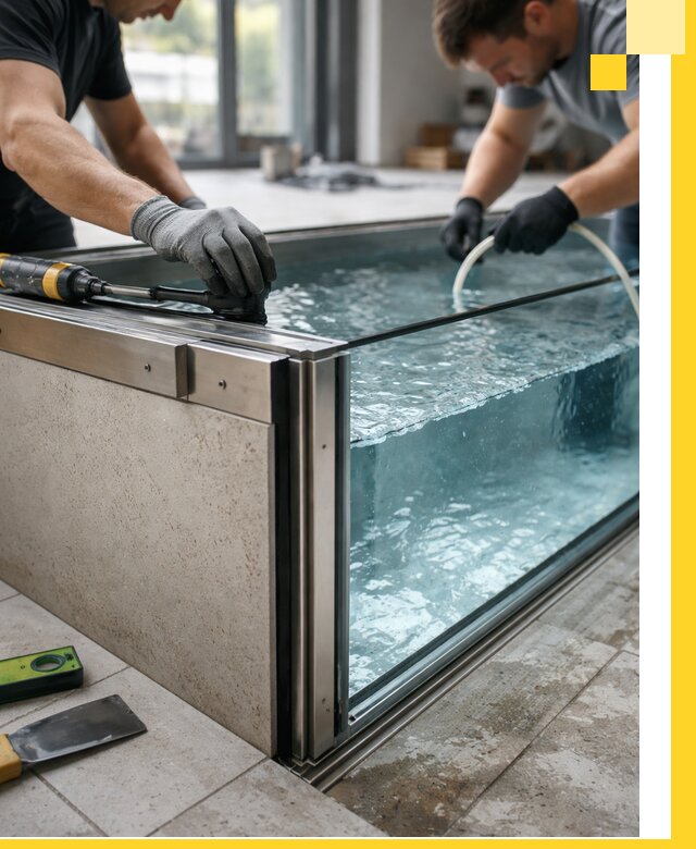 Проектирование и монтаж стеклянных бассейнов в Рязани