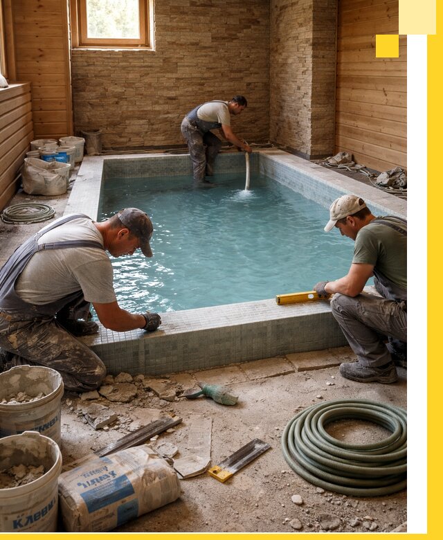 Проектирование и строительство бассейнов для бани в Рязани