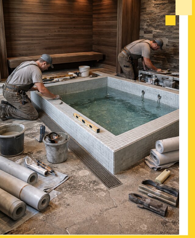 Установка и строительство бассейнов для сауны в Рязани