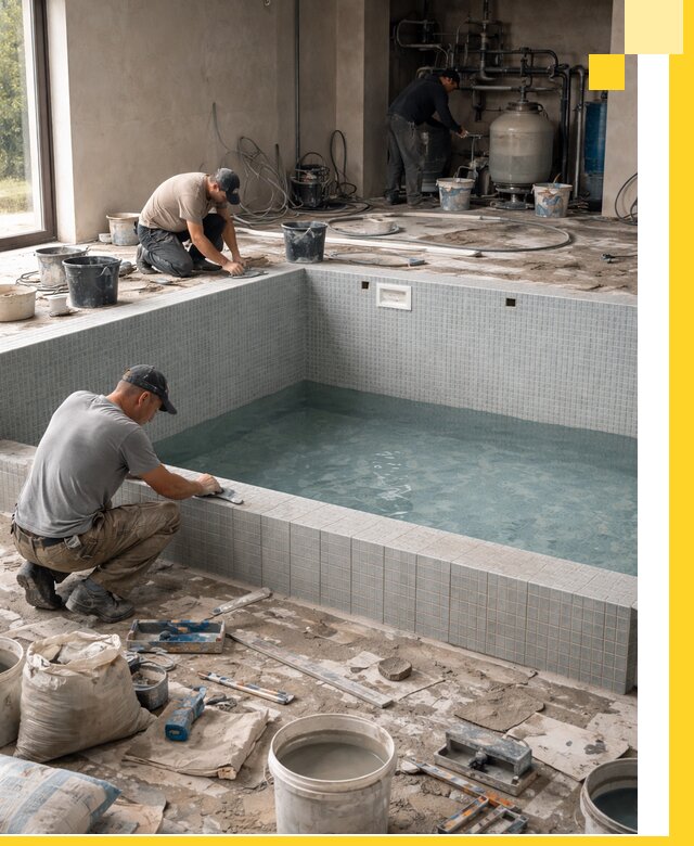 Строительство и монтаж бассейнов в помещении в Рязани