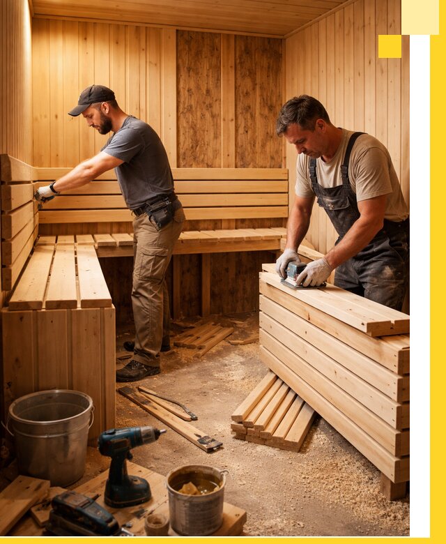 Профессиональный комплексный ремонт саун под ключ в Рязани