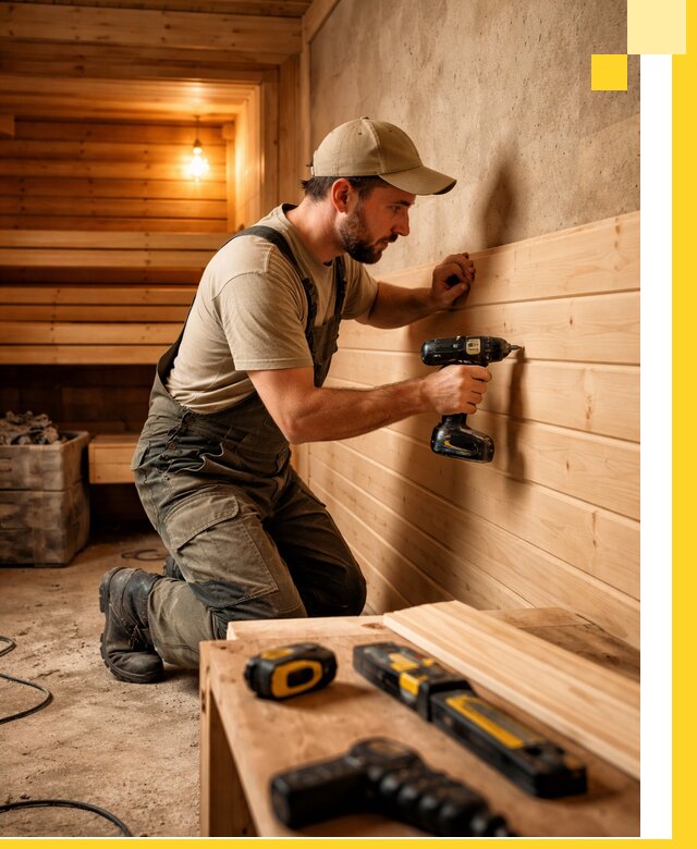 Профессиональная внутренняя отделка бани в Рязани под ключ