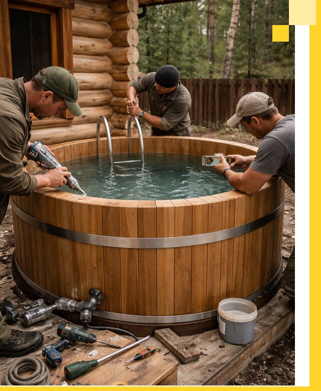 Строительство бань с купелью под ключ и отделкой в Рязани