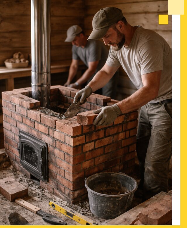 Кирпичные печи для бани под ключ в Рязани, проект и монтаж