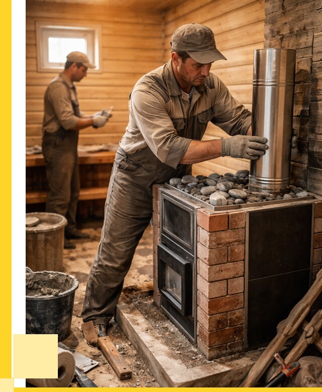 Монтаж печи в бане под ключ в Рязани от 20536 р. | ЭриданРзн