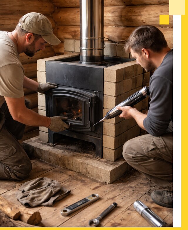 Монтаж и установка печи в бане под ключ с гарантией в Рязани