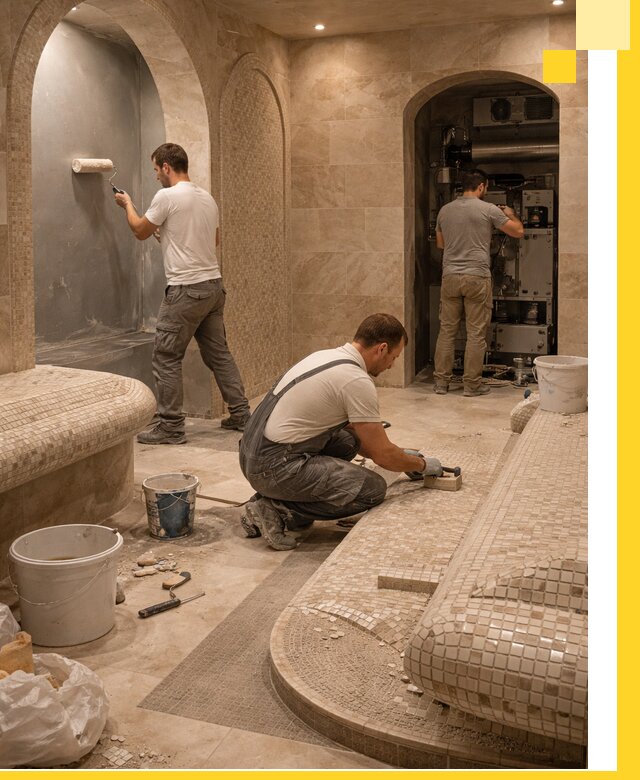 Строительство бани с хамамом и бассейном под ключ в Рязани