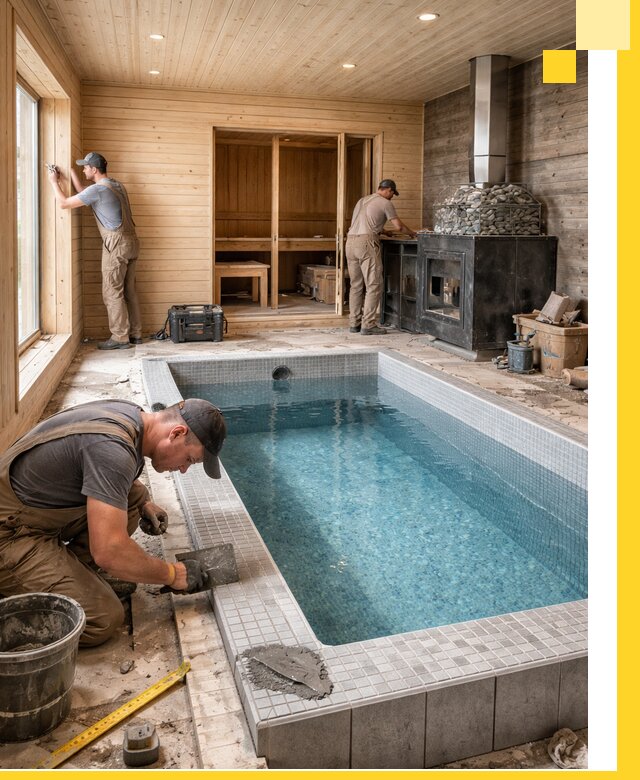 Проект бани с бассейном и сауной в Рязани под ключ