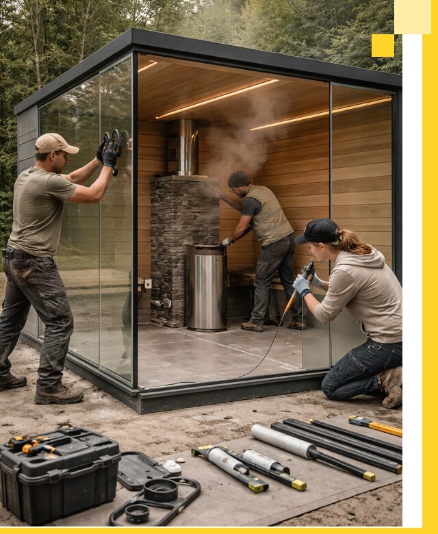 Проектирование и строительство стеклянных бань в Рязани