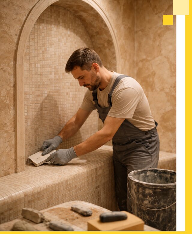 Профессиональная отделка хамамов с мозаикой под ключ в Рязани