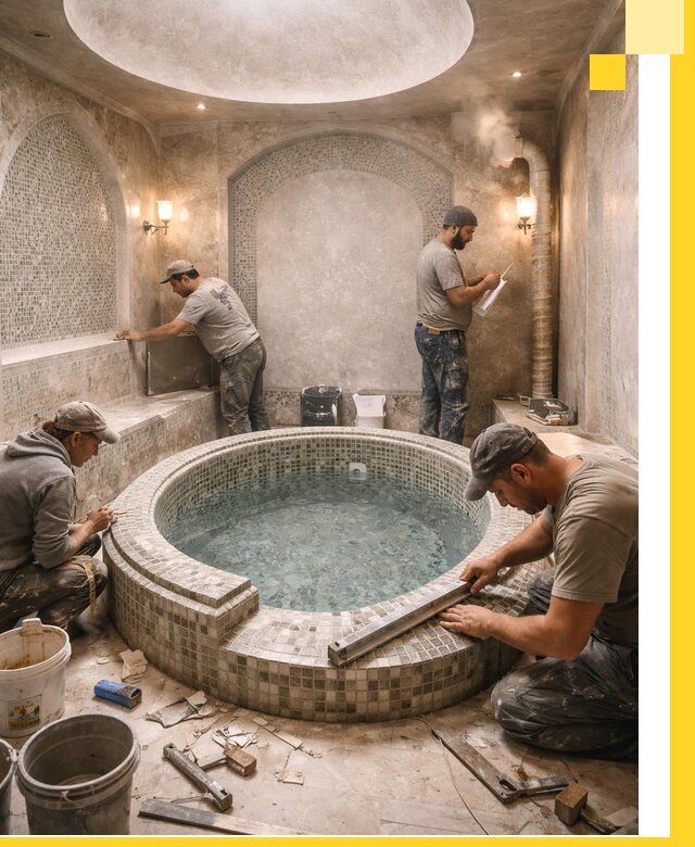 Профессиональное строительство хамама с бассейном в Рязани под ключ