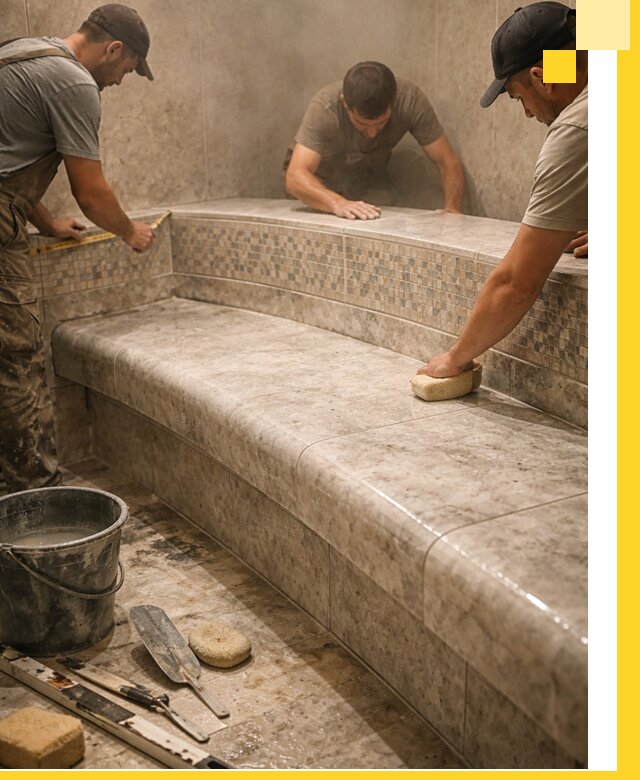 Изготовление и установка сидений для хамама в Рязани