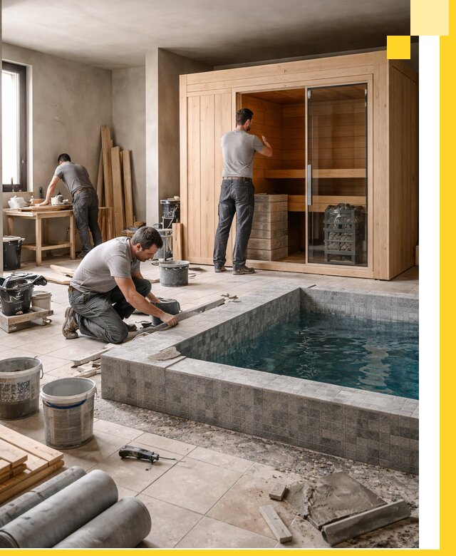 SPA зоны под ключ с бассейном сауной и печью в Рязани